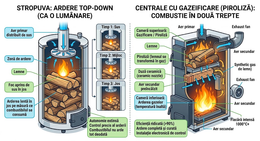 Centrale cu ardere tip lumânare vs. Centrale cu gazeificare